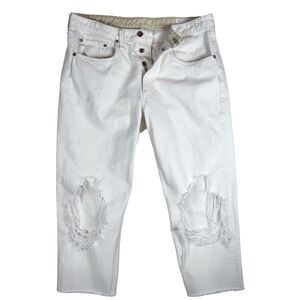 Rag & Bone Womens Rosa Mid Rise Boyfriend White Heavy Distressed Jeans Denim 31